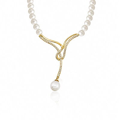 14K Gold Necklace with Pearl - 4