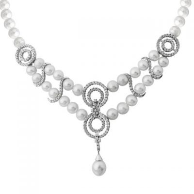 14K Gold Infinity Designer Necklace with Pearl - 1