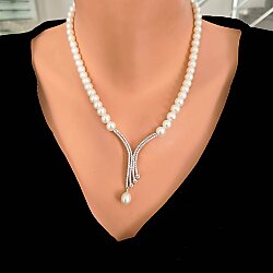 14K Gold Necklace with Pearl - Nusrettaki