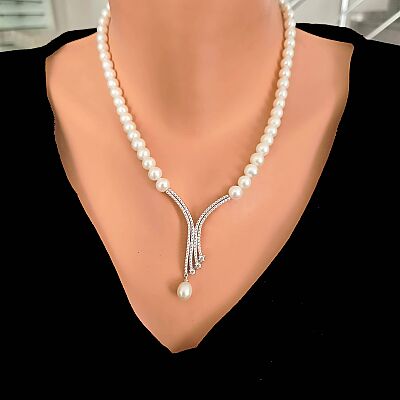 14K Gold Necklace with Pearl - 1
