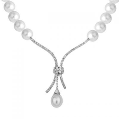 14K Gold Necklace with Pearl - 1
