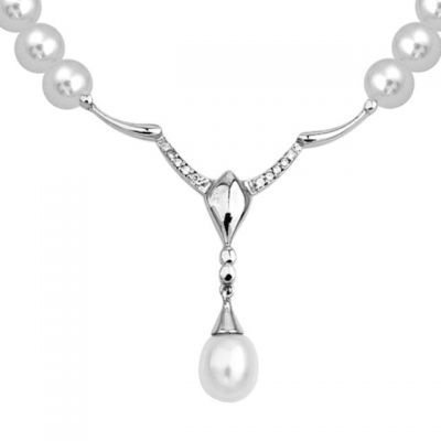 14K Gold Necklace with Pearl - 1