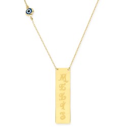 14k Gold Rectangular Words Necklace - 1