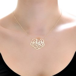 14K Gold Rose Design Necklace - Nusrettaki (1)