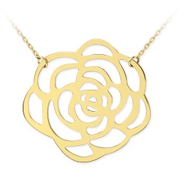 14K Gold Rose Design Necklace - 1