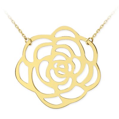 14K Gold Rose Design Necklace - 1