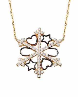 14K Gold Snowflake Design Lucky Necklace - 1