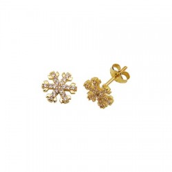 14K Gold Snowflake Earrings - Nusrettaki