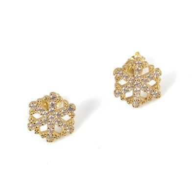 14K Gold Snowflake Earrings - 2
