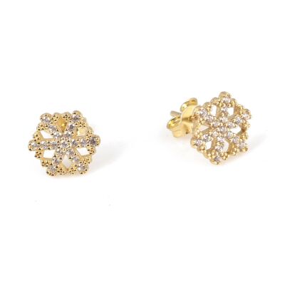 14K Gold Snowflake Earrings - 1