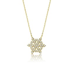 14K Gold Snowflake Figure Necklace - 3