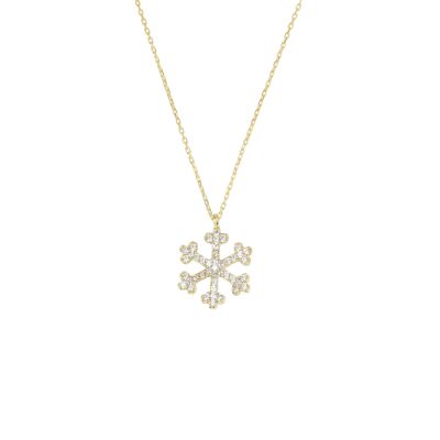 14K Gold Snowflake Figure Necklace - 2