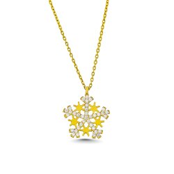 14K Gold Stars Snowflake Necklace - Nusrettaki