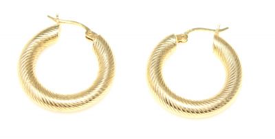14K Gold Thick Hoop Earrings - 2