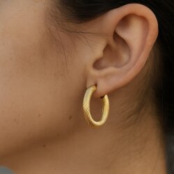14K Gold Thick Hoop Earrings - Nusrettaki
