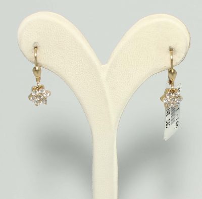 14K Gold Tiny Flower Drop Earrings - 4