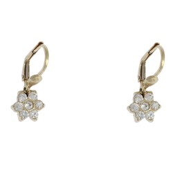 14K Gold Tiny Flower Drop Earrings - 2