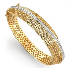 14K Gold Vintage Geometric Bangle - Nusrettaki