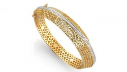 14K Gold Vintage Geometric Bangle - Nusrettaki (1)