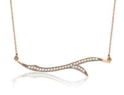 14K Gold White CZ's Branch Design Necklace - 1