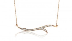 14K Gold White CZ's Branch Design Necklace - 2