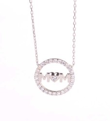 14K White Gold Mom Necklace - Nusrettaki