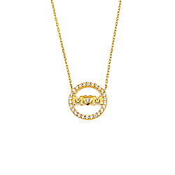 14K White Gold Mom Necklace - Nusrettaki