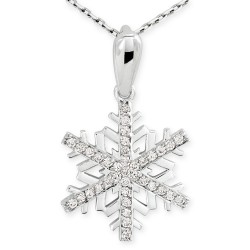 14K White Gold Snowflake Design Necklace - Nusrettaki