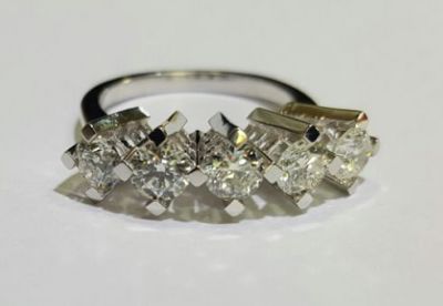 18 Ayar Altın 1,28 ct G VS 5 Taş Yüzük - 3