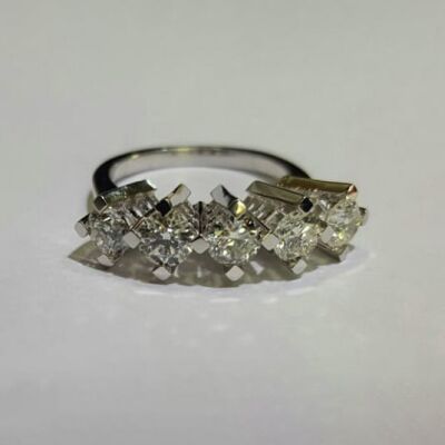 18 Ayar Altın 1,28 ct G VS 5 Taş Yüzük - 1