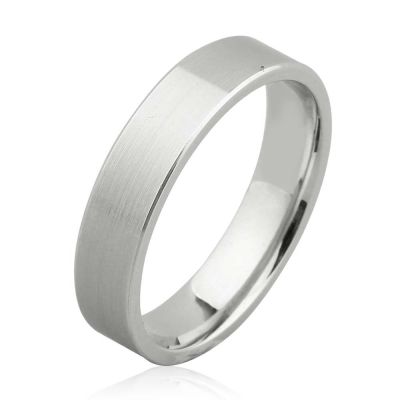 18K Gold Engagement Ring White color 5mm Matt White - 1