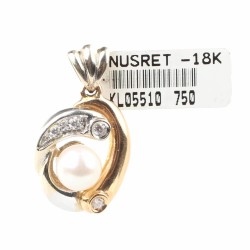 Nusrettaki - 18 Ayar Altın İncili Kolye Ucu