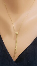 18 Ayar Altın Zarif Y Model Kolye - 3