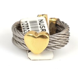 18K Gold & Steel Heart Ring - 4