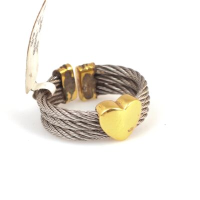 18K Gold & Steel Heart Ring - 1