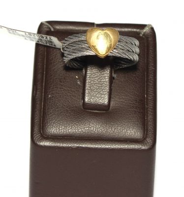 18K Gold & Steel Heart Ring - 5