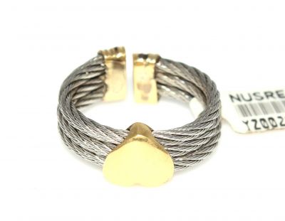 18K Gold & Steel Heart Ring - 6