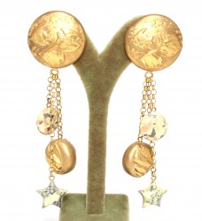 18K Gold Aquarium Style Dangle Earrings - Nusrettaki (1)