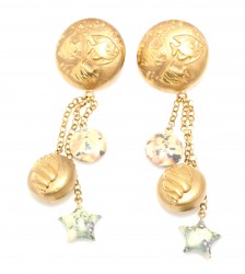 18K Gold Aquarium Style Dangle Earrings - Nusrettaki