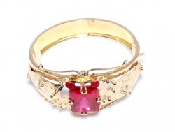 18K Gold Designer Retro Bangle with Ruby - 5