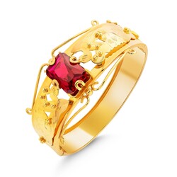 18K Gold Designer Retro Bangle with Ruby - 2