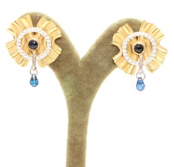 18K Gold Folded Sheet Dangle Earrings - 2