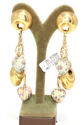 18K Gold Heart Model Dangle Earrings - 2