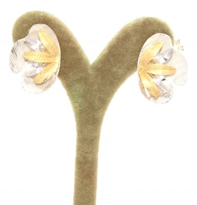 18K Gold Long Leaves Model Coating Stud Earrings - 2