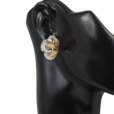 18K Gold Long Leaves Model Coating Stud Earrings - 2