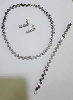 18K Gold Necklace, Earrings, Bracelets Sets with Zircon - 2