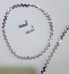 18K Gold Necklace, Earrings, Bracelets Sets with Zircon - 3