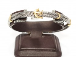 18K Gold & Steel Anchor Bangle Bracelet - Nusrettaki (1)