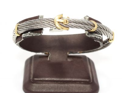 18K Gold & Steel Anchor Bangle Bracelet - 2