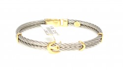 18K Gold & Steel Anchor Bangle Bracelet - Nusrettaki